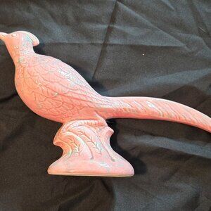 Vintage ROYAL HAEGER Art Deco Pink/Blue Glaze Ceramic Pheasant Figurine